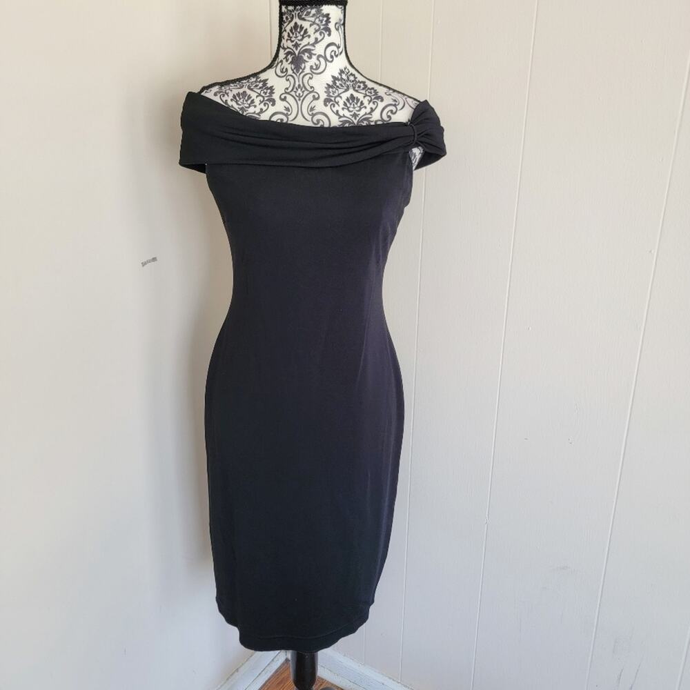 David Meister Classic Black Off Shoulder Dress